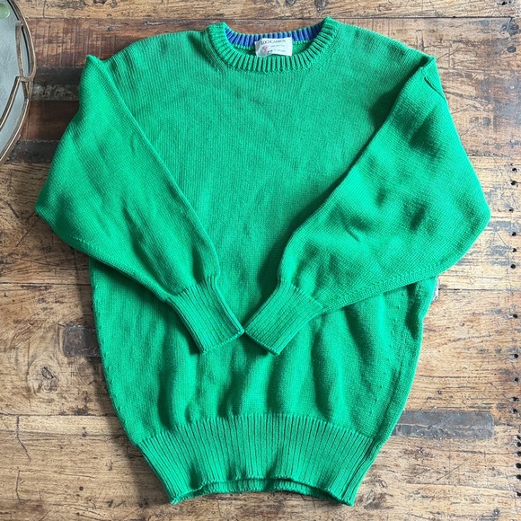 Vintage 100% Cotton Lochcarron of Scotland Green Crewneck Sweater for Men